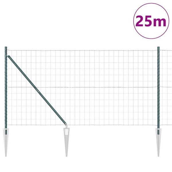 vidaXL Cl&ocirc;ture avec poteau Vert 1 x 25 m Acier et PVC