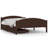 vidaXL Cadre de lit avec 2 tiroirs Marron fonc&eacute; 140x200 cm Pin massif