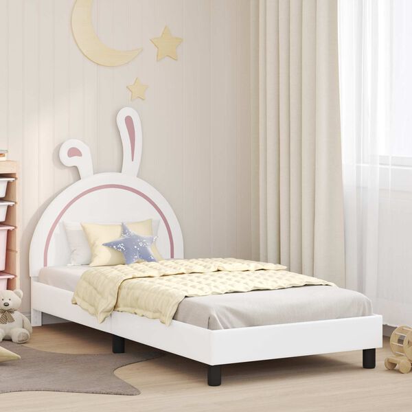 vidaXL Cadre de lit pour enfants avec t&ecirc;te de lit Blanc 90 x 190 cm PU