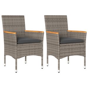vidaXL Chaises de jardin avec coussins lot de 2 gris r&eacute;sine tress&eacute;e