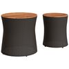 vidaXL Tables d'appoint de jardin 2 pcs dessus en bois noir poly rotin