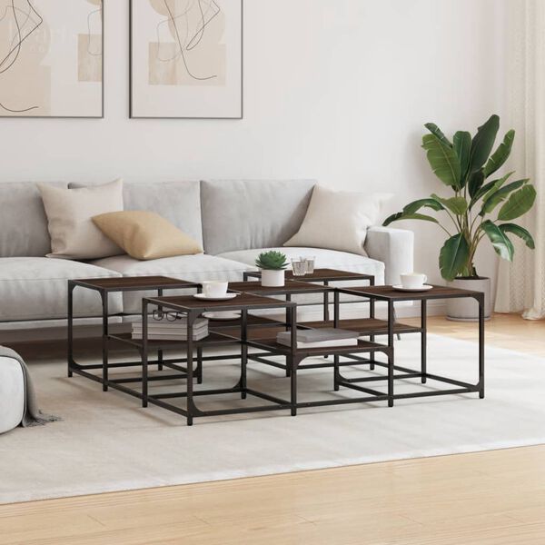 vidaXL Table basse ch&ecirc;ne marron 121x121x40 cm bois d'ing&eacute;nierie