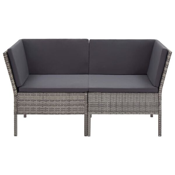 vidaXL Salon de jardin 6 pcs avec coussins r&eacute;sine tress&eacute;e gris