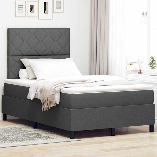vidaXL Lit &agrave; ressorts avec matelas Gris fonc&eacute; 120 x 190 cm tissu
