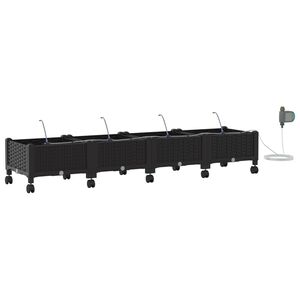vidaXL Porte-plante de jardin avec irrigation et roues 4 pc Noir PP