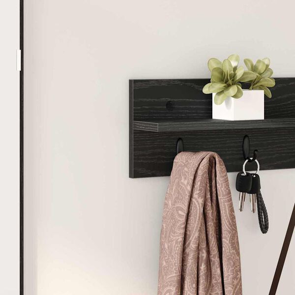 vidaXL Porte-manteau mural Montage mural Ch&ecirc;ne noir 80 x 10,5 x 18 cm