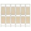 vidaXL Cloison de s&eacute;paration 6 panneaux Cr&egrave;me 210x165 cm Tissu