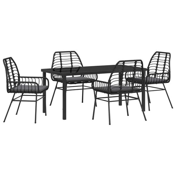 vidaXL Ensemble de salle &agrave; manger pour jardin 5 pcs Noir polyrotin