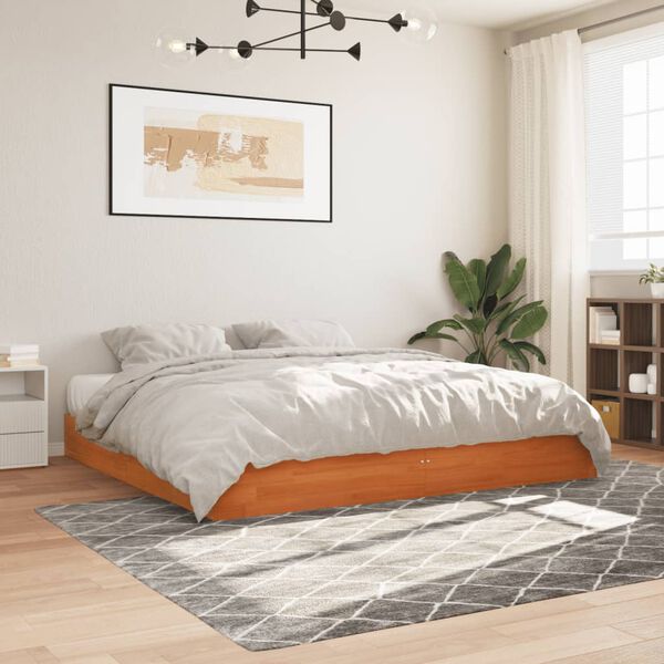 vidaXL Cadre de lit sans matelas cire marron 200x200cm bois pin massif