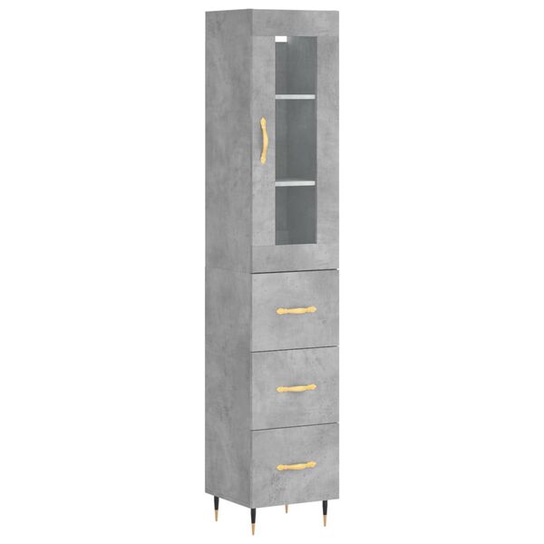 vidaXL Buffet haut Gris b&eacute;ton 34,5x34x180 cm Bois d'ing&eacute;nierie