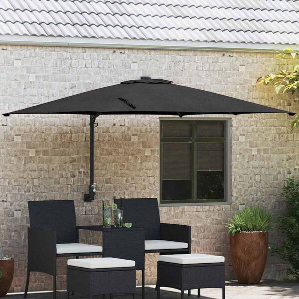 vidaXL Parasol de jardin Noir et Noir 248.5 x 247.5 x 160 cm