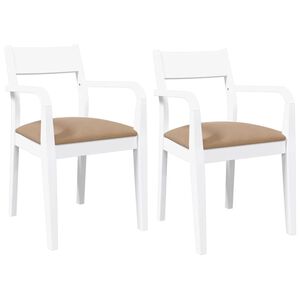 vidaXL Chaises &agrave; manger coussins 2 pcs blanc bois massif caoutchouc