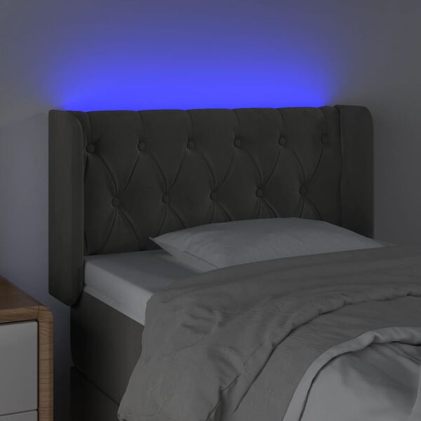 vidaXL T&ecirc;te de lit &agrave; LED Gris fonc&eacute; 83x16x78/88 cm Velours