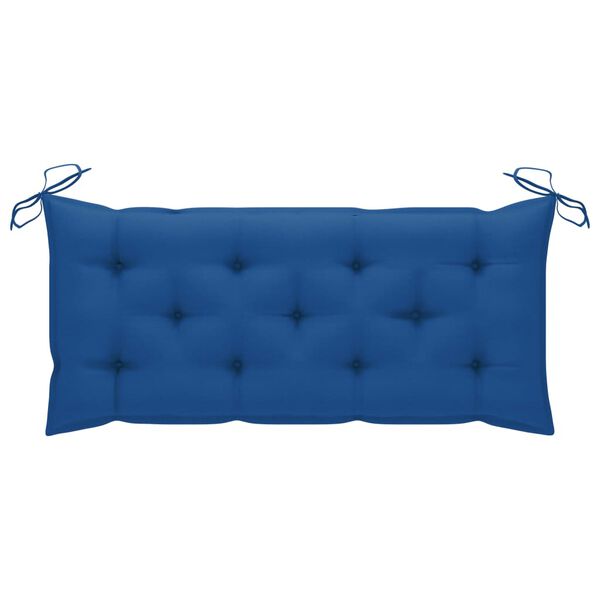 vidaXL Banc de jardin avec coussin bleu 120 cm Bois de teck massif