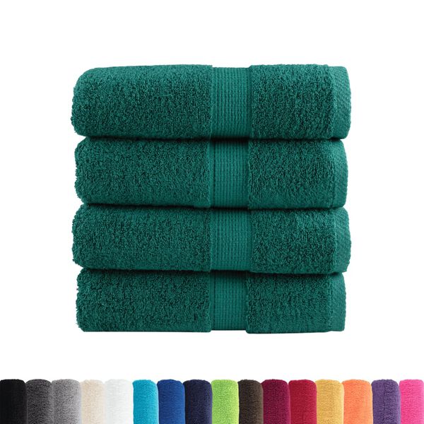 vidaXL Serviettes de toilette Premium SOLUND 4 pi&egrave;ces Vert 30 x 30 cm 600 g/m&sup2;