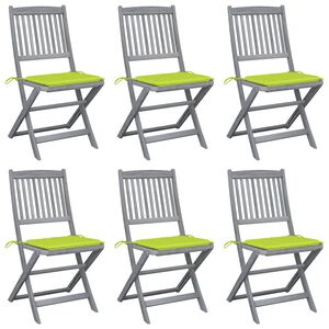 vidaXL Chaises pliantes 6 pi&egrave;ces avec coussins en bois d'acacia massif