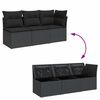 vidaXL Canap&eacute; de jardin avec coussins 3 places en polyrotin noir