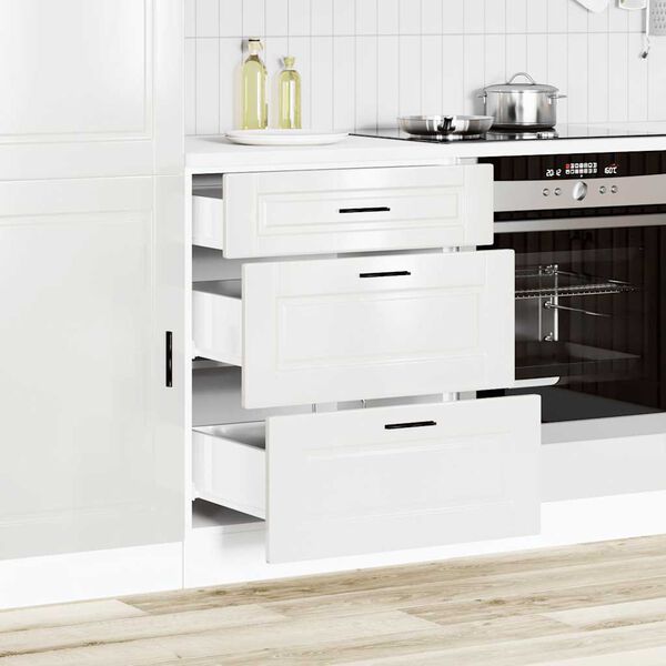 vidaXL Meuble bas de cuisine &laquo; Porto &raquo; Bois d'ing&eacute;nierie blanc brillant