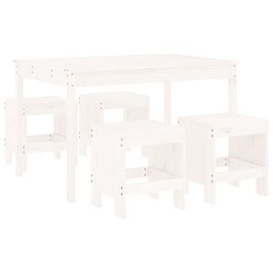 vidaXL Ensemble &agrave; manger de jardin 5pcs blanc bois massif de pin