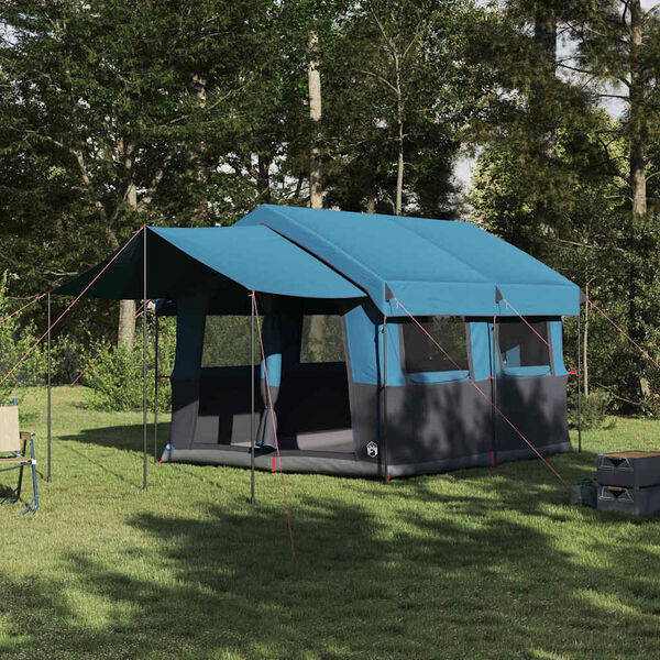 vidaXL Tente familiale avec toit Bleu et gris 324 x 255 x 230 cm