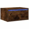 vidaXL Table de chevet murale avec lumi&egrave;res LED ch&ecirc;ne fum&eacute;