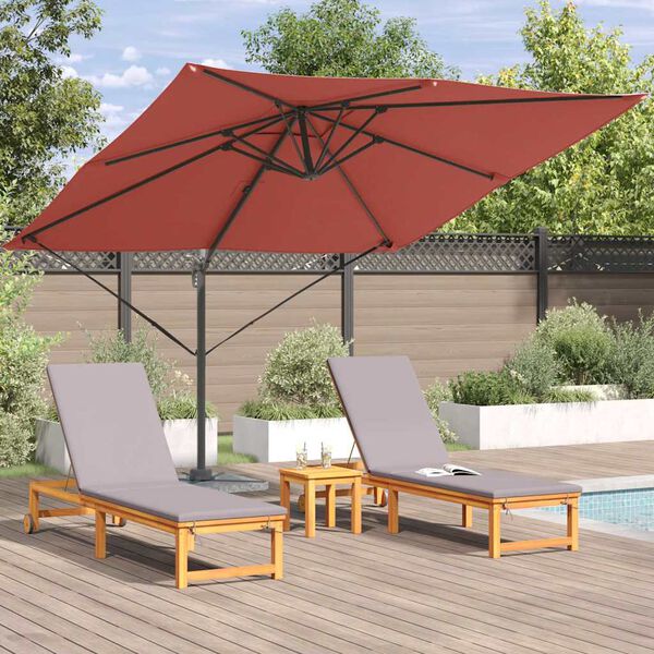 vidaXL Parasol Roma Rouge 286 x 284 x 265 cm Aluminium et polyester