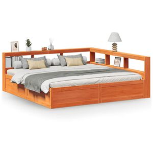 vidaXL Lit biblioth&egrave;que sans matelas cire marron 200x200 cm pin massif