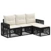 vidaXL Ensemble de canap&eacute; de jardin 4 pcs Noir et blanc cr&egrave;me