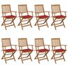 vidaXL Chaises pliantes 8 pi&egrave;ces avec coussins en bois d'acacia massif