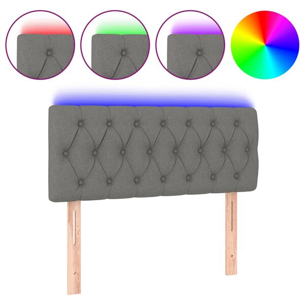 vidaXL T&ecirc;te de lit &agrave; LED Gris fonc&eacute; 100x7x78/88 cm Tissu