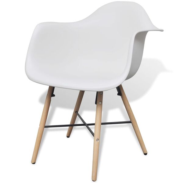 vidaXL Chaises &agrave; manger lot de 2 Blanc Plastique et h&ecirc;tre