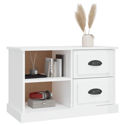 vidaXL Meuble TV blanc brillant 73x35,5x47,5 cm bois d'ingénierie