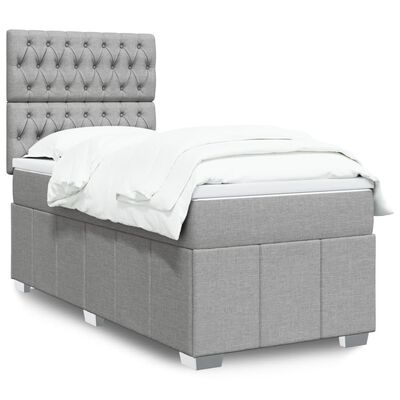 vidaXL Sommier à lattes de lit avec matelas Gris clair 90x200 cm Tissu