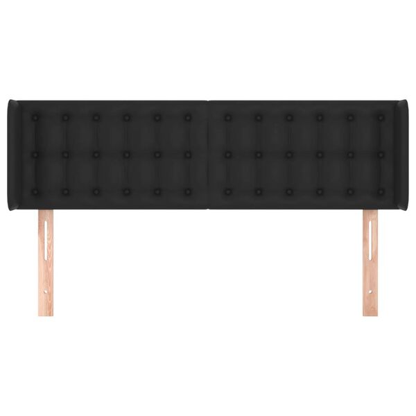 vidaXL T&ecirc;te de lit avec oreilles Noir 147x16x78/88 cm Similicuir