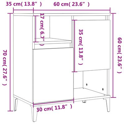 vidaXL Buffets 2 pcs blanc 60x35x70 cm bois d'ingénierie