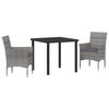 vidaXL Ensemble de salle &agrave; manger pour jardin 3 pc Gris polyrotin