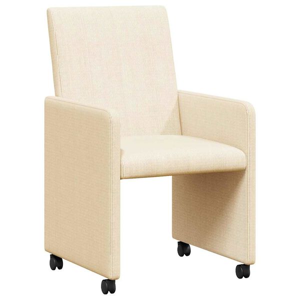 vidaXL Chaises de Salle &agrave; Manger avec Roues avec des roues 2 pcs Cr&egrave;me