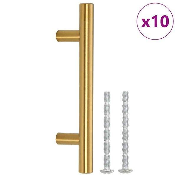 vidaXL Poignées d'armoire 10 pcs doré 64 mm acier inoxydable