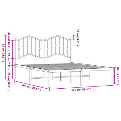 vidaXL Cadre de lit métal sans matelas et tête de lit blanc 150x200 cm