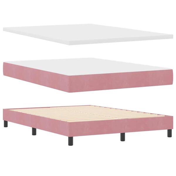 vidaXL Lit &agrave; ressorts avec matelas Rose 200 x 160 cm Polyester