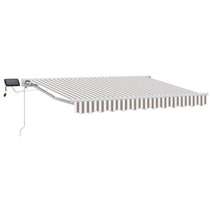 vidaXL Cadre de store manuel avec LEDs Gris clair et blanc 3 x 2,5 m