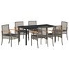 vidaXL Ensemble de salle &agrave; manger pour jardin 7 pcs Gris et Noir Rotin