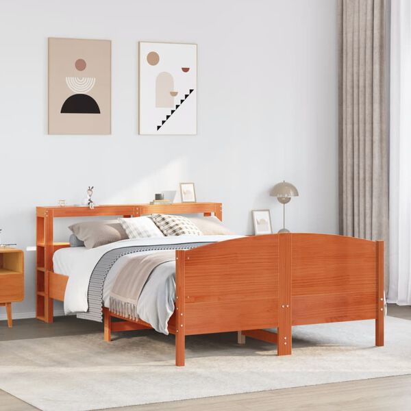 vidaXL Cadre de lit sans matelas cire marron 140x200cm bois pin massif
