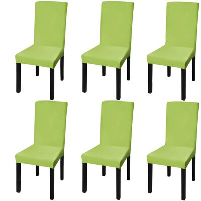 vidaXL Housse de chaise droite extensible 6 pcs vert