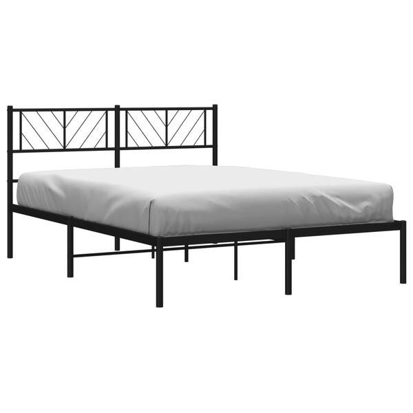 vidaXL Cadre de lit m&eacute;tal sans matelas avec t&ecirc;te de lit noir 140x200cm
