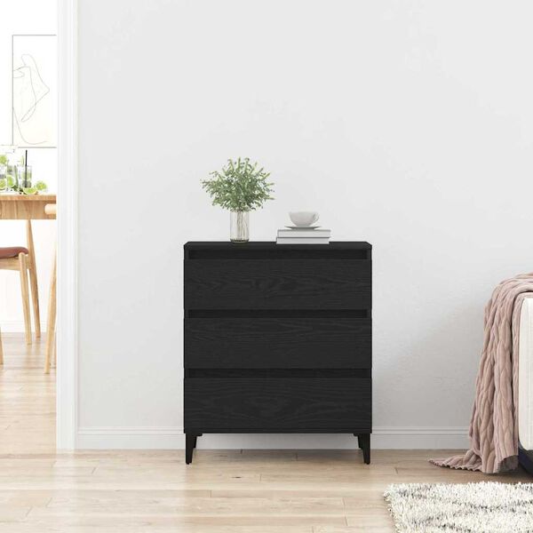 vidaXL Buffet avec tiroir Ch&ecirc;ne noir 60 x 35 x 70 cm Bois d'ing&eacute;nierie