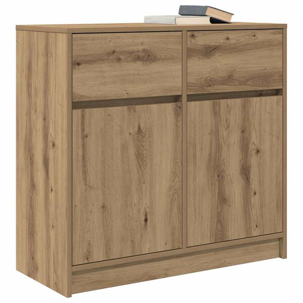vidaXL Buffet avec tiroir ch&ecirc;ne artisanal 80x34x76cm bois d'ing&eacute;nierie