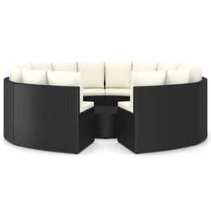 vidaXL Salon de jardin 9 pcs avec coussins R&eacute;sine tress&eacute;e Noir