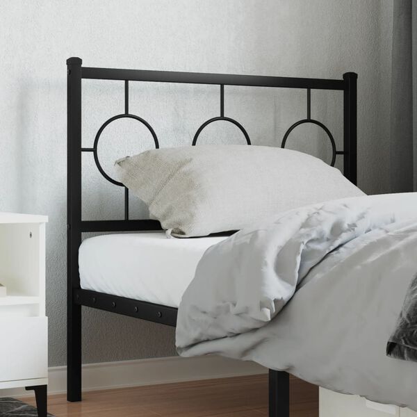 vidaXL T&ecirc;te de lit de remplacement m&eacute;tal noir 90 cm