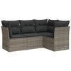 vidaXL Salon de jardin 4 pcs avec coussins gris r&eacute;sine tress&eacute;e